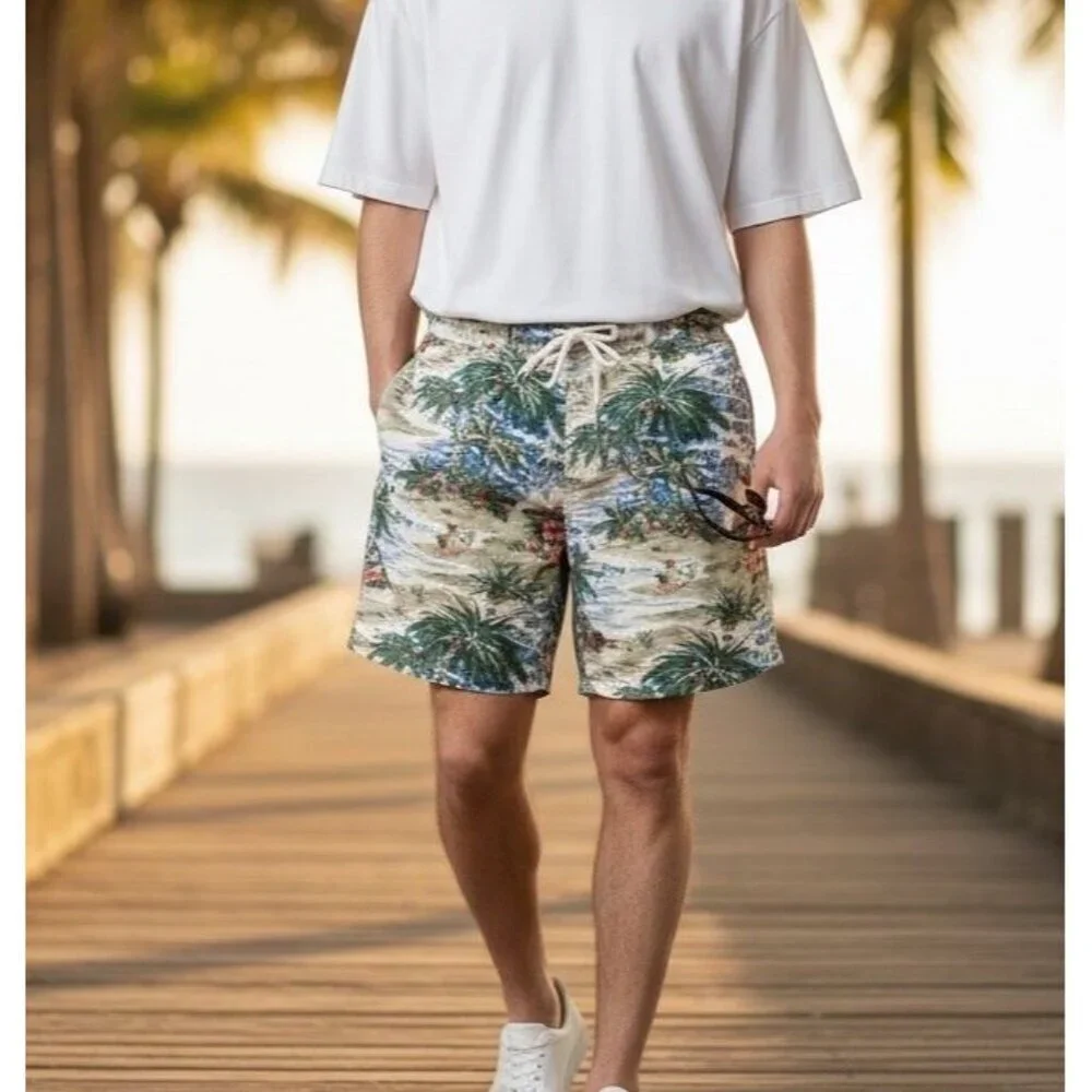 Abercrombie & Fitch Mens 32 Hawaiian Tropical Graphic Swim Trunks Board Shorts